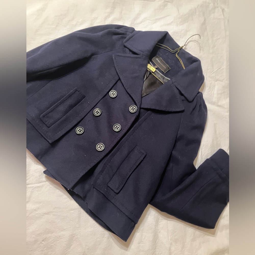 BCBGMaxAzria wool blend navy crop peacoat